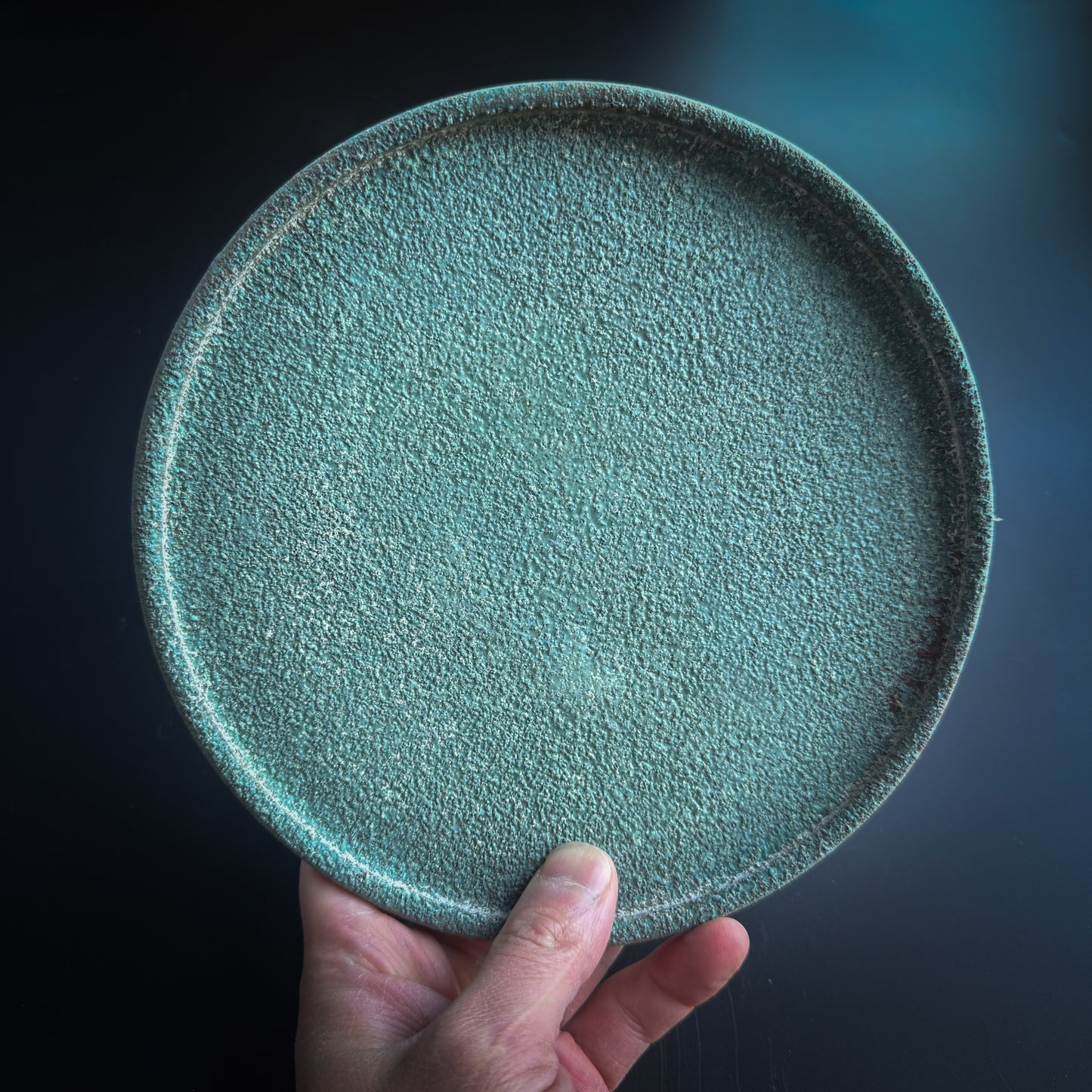 野口悦士 緑青 6寸平皿