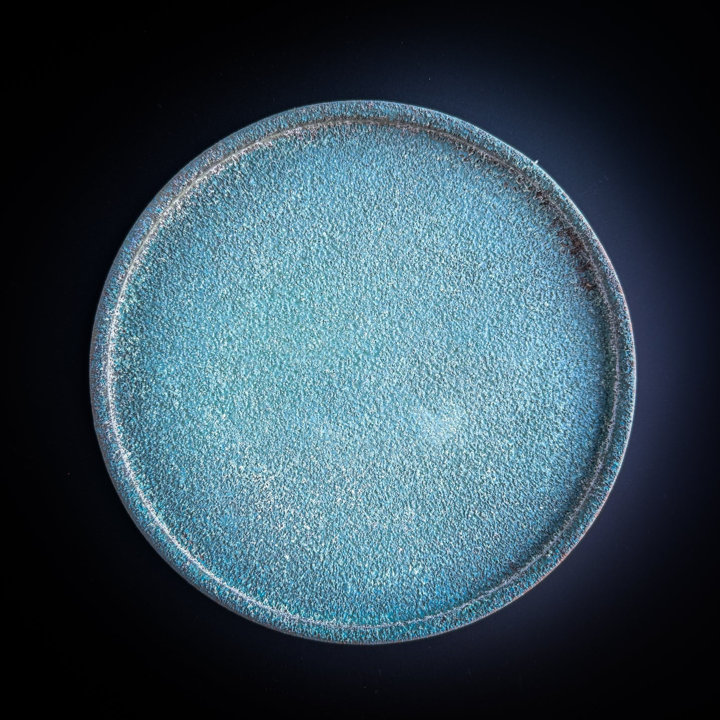 野口悦士  緑青 6寸平皿