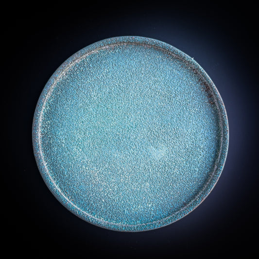 野口悦士  緑青 6寸平皿