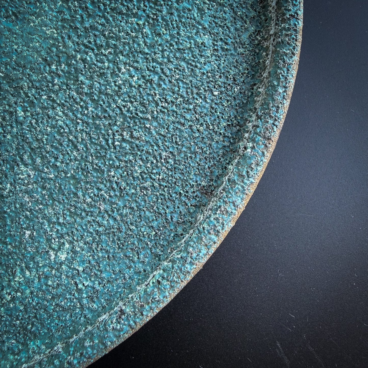 野口悦士  緑青 6寸平皿