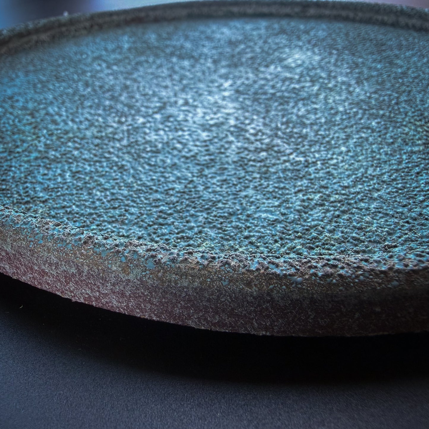 野口悦士  緑青 6寸平皿