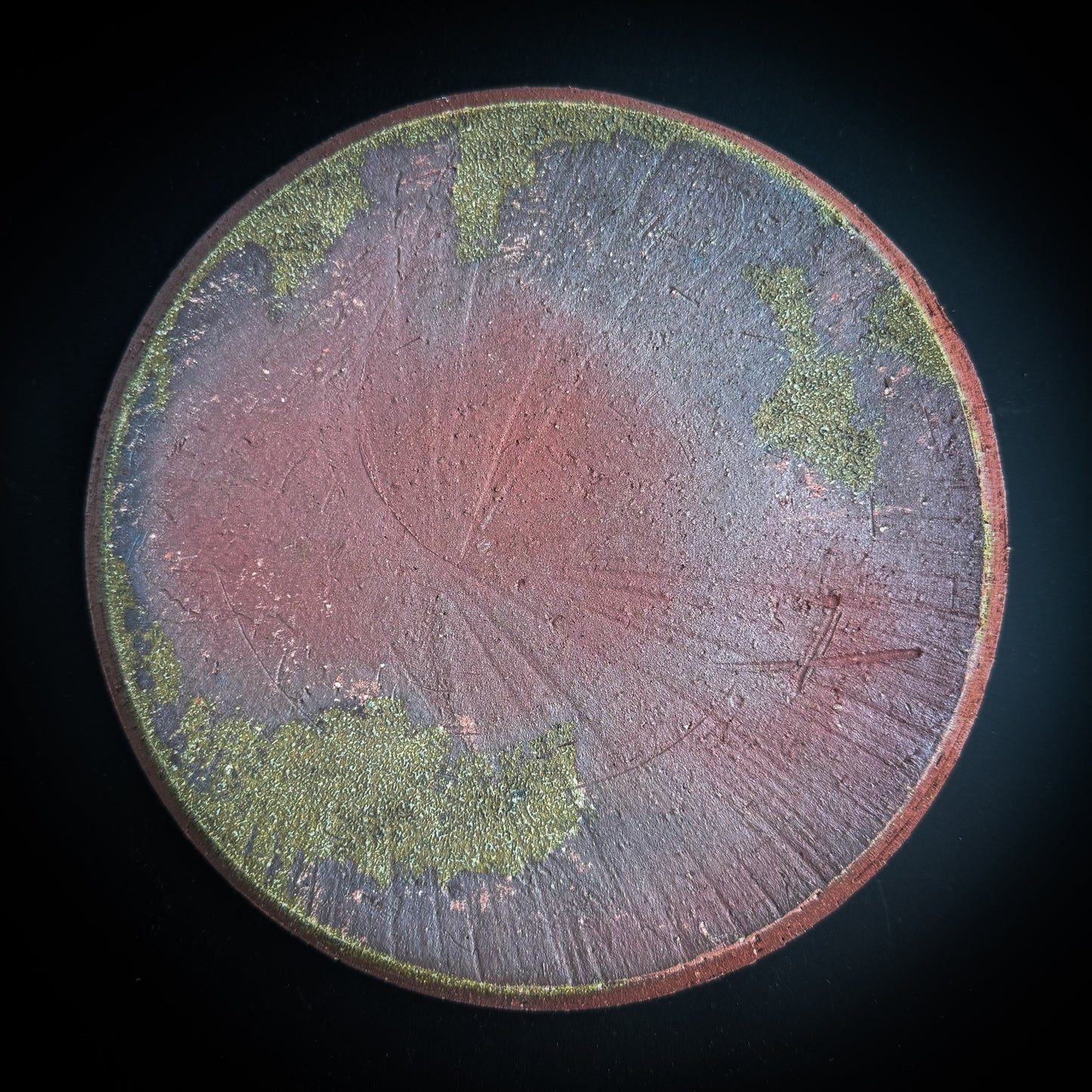 野口悦士  緑青 6寸平皿